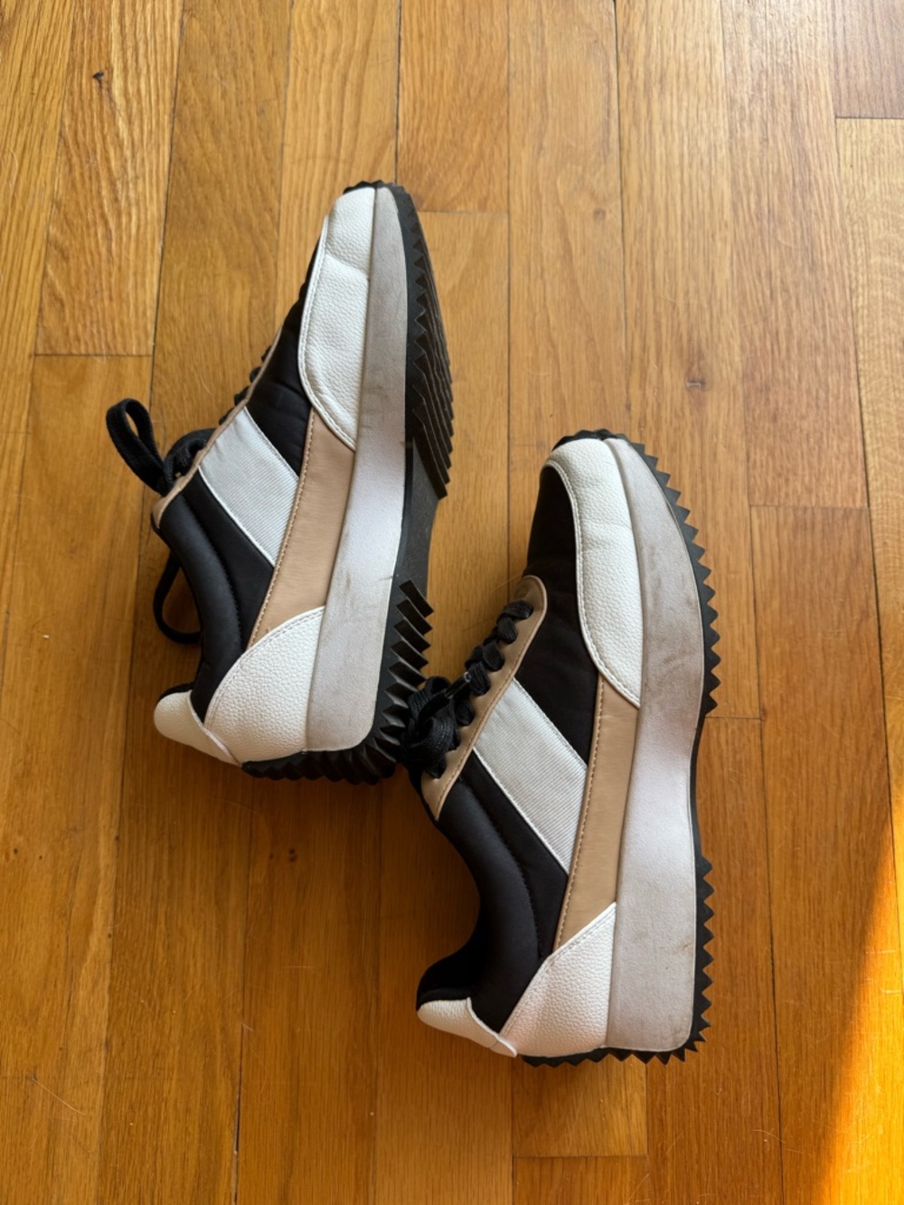 Black, White & Beige Platform Sneakers